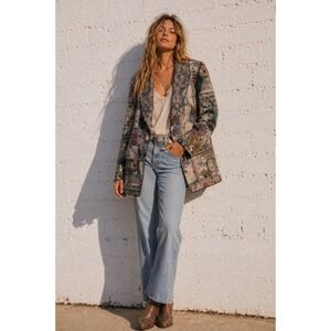 Vintage Dorothy Schoelen Tapestry Blazer Art Print Patchwork Jacket Medium